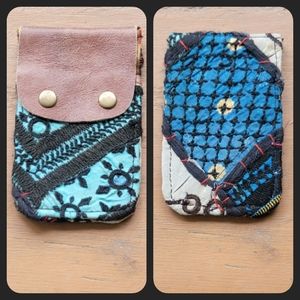 👽🌋 Free People Boho Embroidered Repurposed vtg banjara hippie Wallet card case